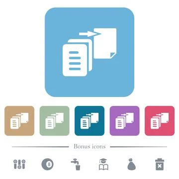 Move file solid flat icons on color rounded square backgrounds 库存插图