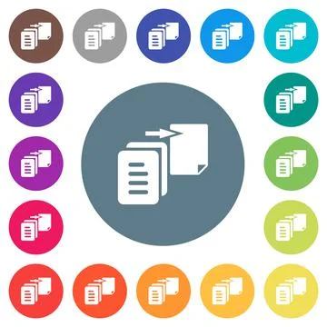 Move file solid flat white icons on round color backgrounds Illustrazione stock