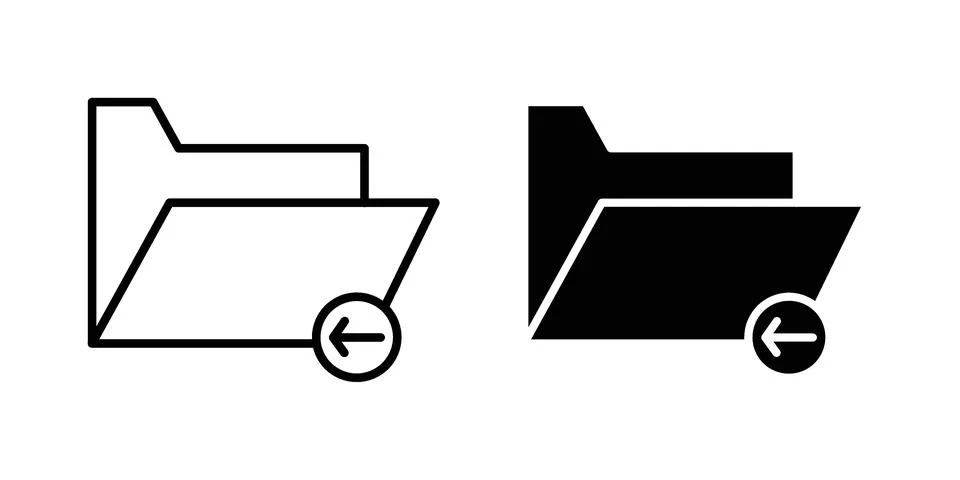 Move To Folder icon drawing lines. Silhouette style vector bundle Stock Illustration