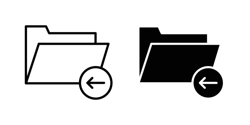 Move To Folder icon pack with silhouette and stroke web icons Stock Illustration