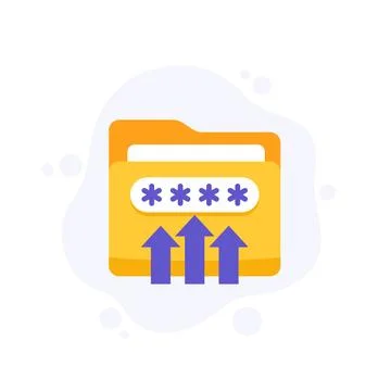 Move to folder with password icon, flat vector Stock Illustration
