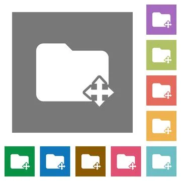 Move folder square flat icons Stock Illustration