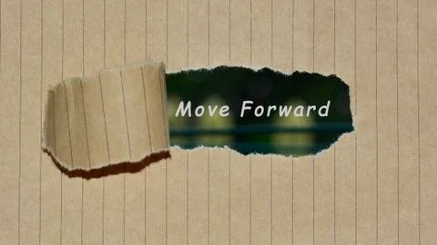 Move forward on brown torn paper - Motivational concept Stock Photos