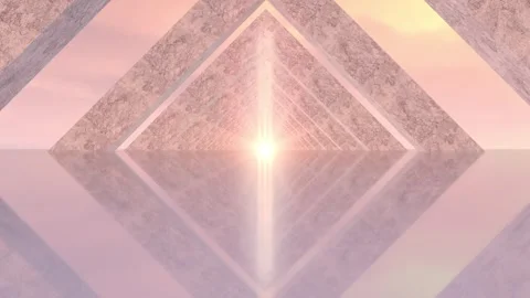 Move forward in futuristic empty pastel colors corridor with bright light. Stock Footage 268577078