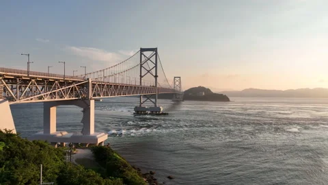 Move forward from lookout point over Naruto bridge and strong ocea current Stock Footage 201482122