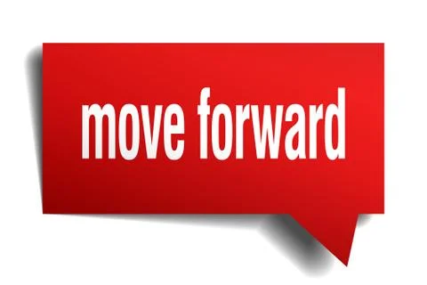Move forward red 3d speech bubble Stock Illustration