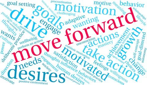 Move Forward Word Cloud Stock Illustration