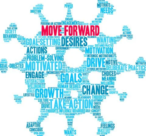 Move Forward Word Cloud Illustrazione stock