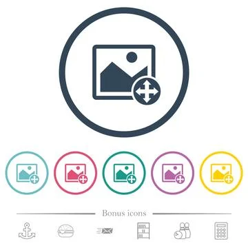 Move image flat color icons in round outlines Stockillustratie