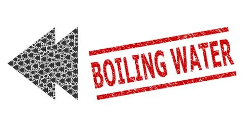 Move Left Fractal Composition of Move Left Items and Grunge Boiling Water Seal Stock Illustration