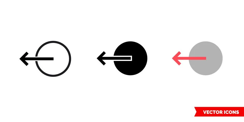 Move left icon of 3 types color, black and white, outline. Isolated vector si Stock Illustration