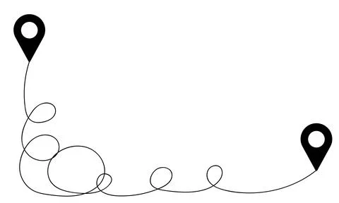 On the move. A linear path from a map point to a point. The concept of movi.. イラスト素材