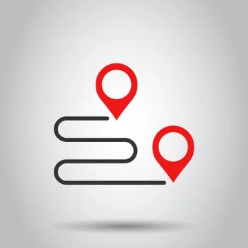Move location icon in flat style. Pin gps vector illustration on isolated bac Illustrazione stock
