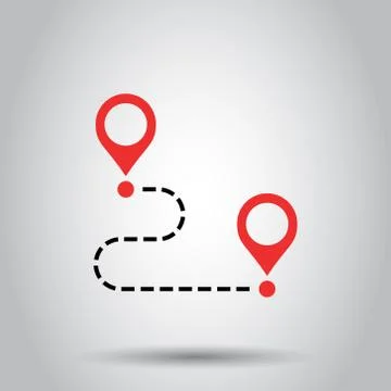 Move location icon in flat style. Pin gps vector illustration on isolated bac Illustrazione stock