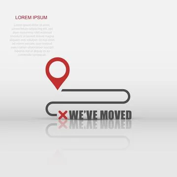 Move location icon in flat style. Pin gps vector illustration on white isol.. Illustrazione stock