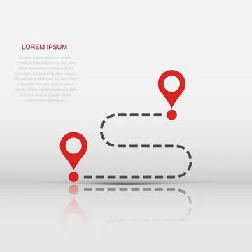 Move location icon in flat style. Pin gps vector illustration on white isol.. Illustrazione stock
