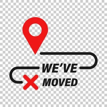 Move location icon in transparent style. Pin gps vector illustration on isola Illustrazione stock