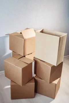 Move. lots of cardboard boxes on background 库存照片