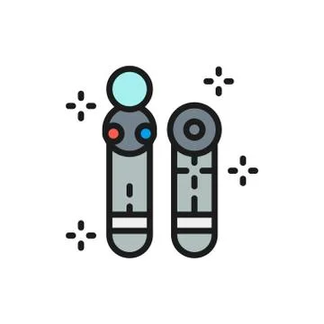 Move motion controller, joystick, gamepad flat color line icon. Stock Illustration