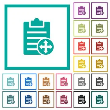 Move note flat color icons with quadrant frames Stockillustratie