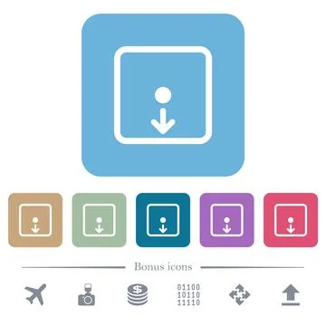 Move object down flat icons on color rounded square backgrounds Stock Illustration