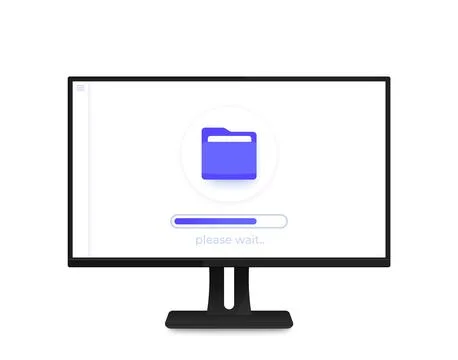 Move or copy files in folder, design with monitor Stock Illustration