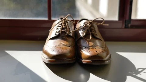Move out on brown shoes medium 動画素材 120303694