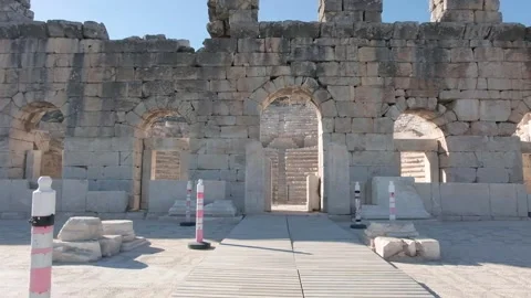 Move from outside to inside of the odeon of kibyra ancient city Stock Footage 220738450