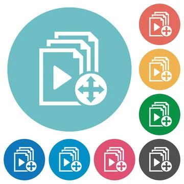 Move playlist item flat round icons 스톡 일러스트