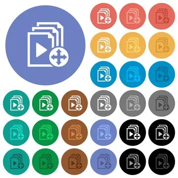Move playlist item round flat multi colored icons Stock Illustration