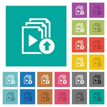 Move up playlist item square flat multi colored icons Ilustración de archivo