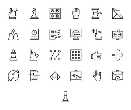 Move Professional Vector Set with 25 Regular Line Pixel Aligned 64x64 Icons Stock Illustration