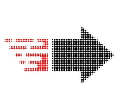 Move Right Halftone Dotted Icon with Fast Rush Effect Stock Illustration