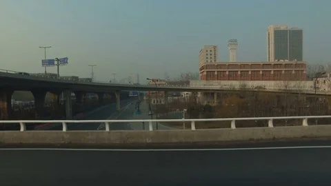 Move on the road interchange in city Stock Footage 73222168