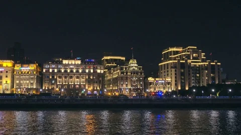 Move shooting view of Huangpu River and Puxi city skyline, China Vídeo Stock 76607583