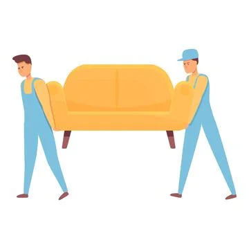 Move sofa icon cartoon vector. House relocation Illustrazione stock