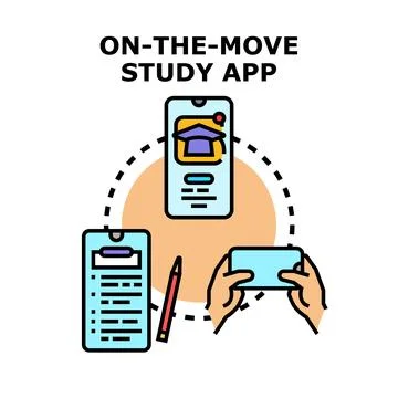 On the move study application for mobile education Stock Illustration
