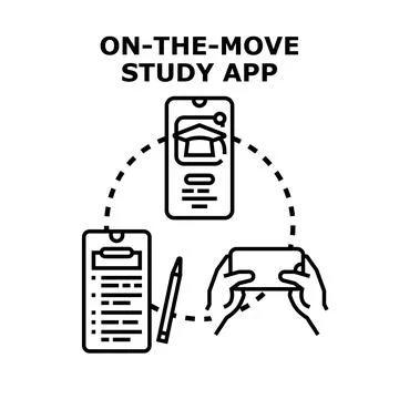 On the move study application for mobile education Stock Illustration