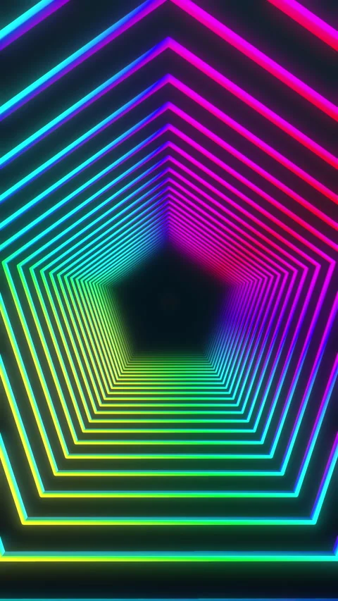 Move through rainbow geometric tunnel vertical animation Stock Footage 284174071