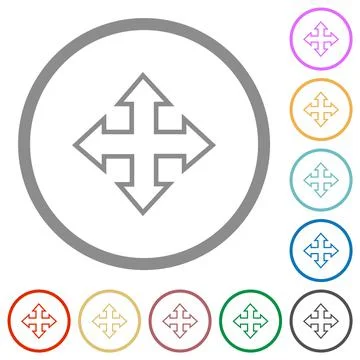 Move tool outline flat icons with outlines Ilustração Stock