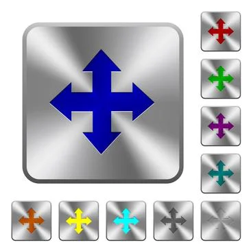 Move tool rounded square steel buttons Ilustração Stock