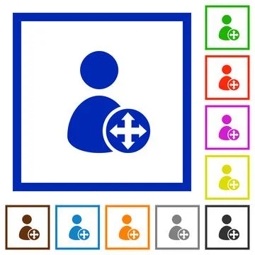 Move user flat framed icons 库存插图