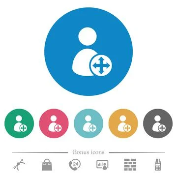 Move user flat round icons 库存插图