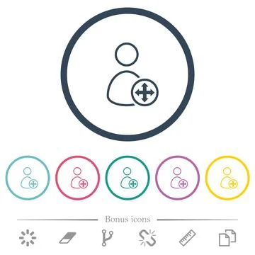 Move user outline flat color icons in round outlines Illustration