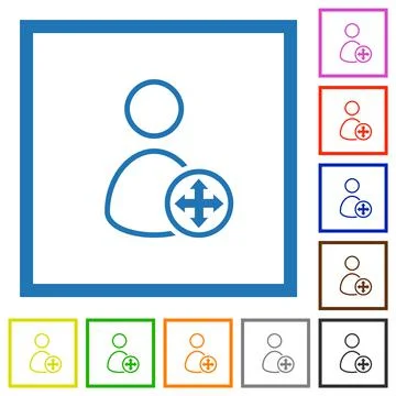 Move user outline flat framed icons 库存插图