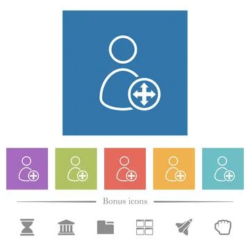 Move user outline flat white icons in square backgrounds 库存插图