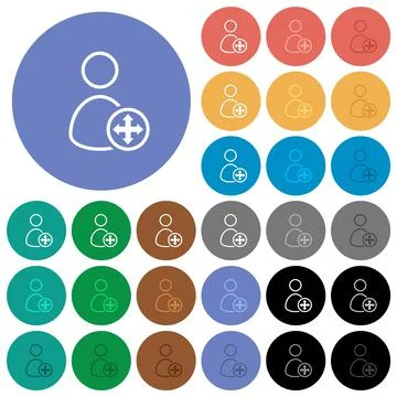 Move user outline round flat multi colored icons Illustration