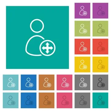 Move user outline square flat multi colored icons 库存插图