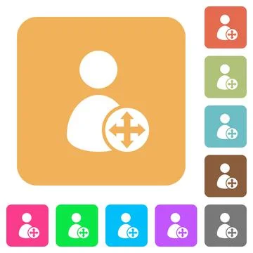 Move user rounded square flat icons 库存插图