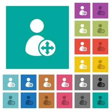Move user square flat multi colored icons 库存插图